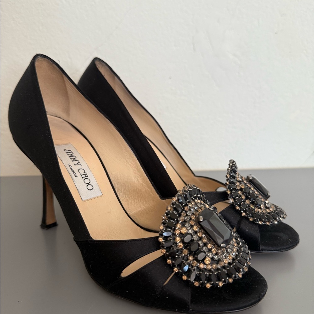 Jimmy Choo Black Embellished Heels